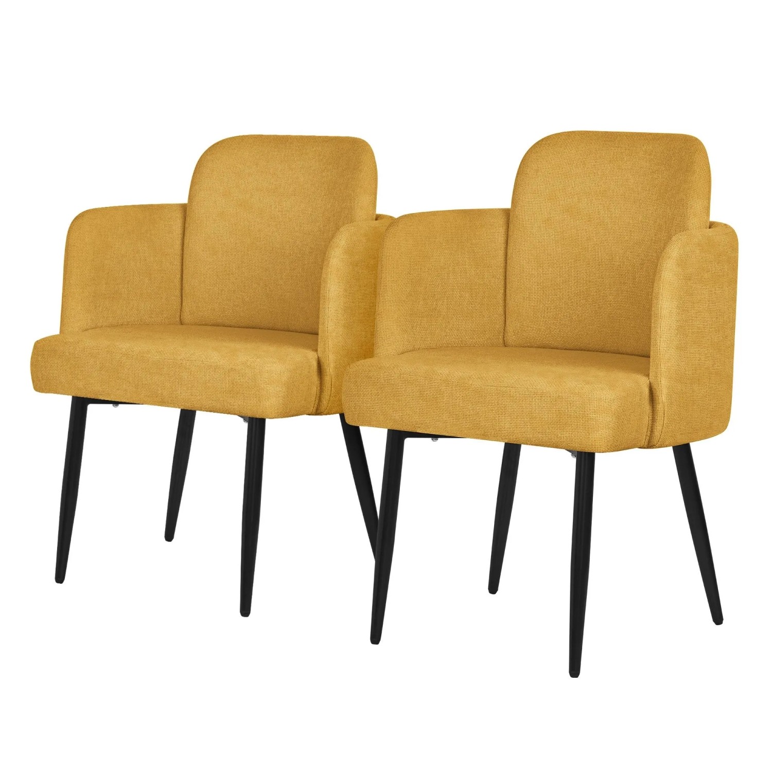 ML-Design Esszimmerstühle 2Er Set Senf mit Stoffbezug und Armlehne günstig online kaufen