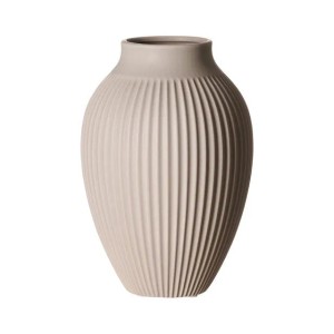 Beige Ritzenhoff & Breker Alsta Vase, 23 cm hoch, mit Rillenstruktur. Dekorative Vase aus Steingut.