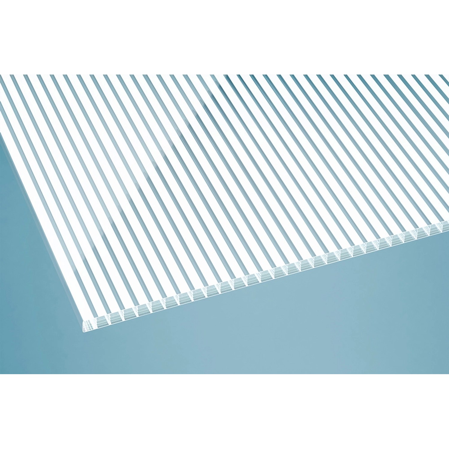 Gutta Terrassendach Premium Stegplatte, Streifen Weiß, Detailansicht.