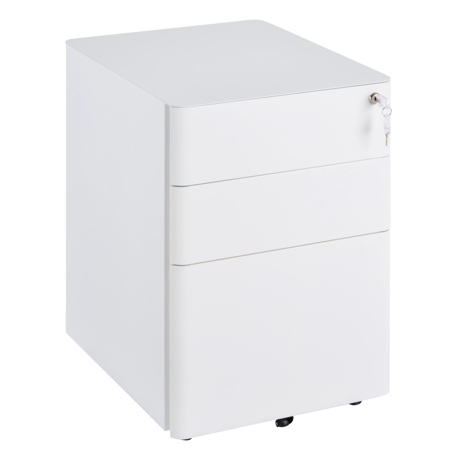 Vinsetto Rollcontainer mit 3 Schubladen Aufbewahrung Stahl Weiß 39 x 48 x 5 günstig online kaufen