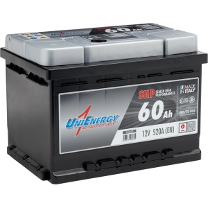 UniEnergy Autobatterie 60 Ah für zuverlässige Startleistung. Wartungsfrei und langlebig.
