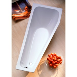 Weiße Raumsparwanne Koala Vario Typ A aus Sanitäracryl, Aufsicht.