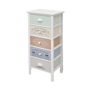 vidaXL Schränkchen im französischen Stil mit 5 Schubladen in verschiedenen Farben.