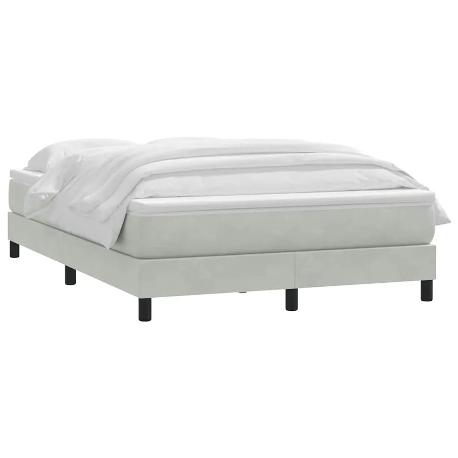 vidaXL Boxspringbett mit Matratze Hellgrau 140x210 cm Samt 3315921 günstig online kaufen
