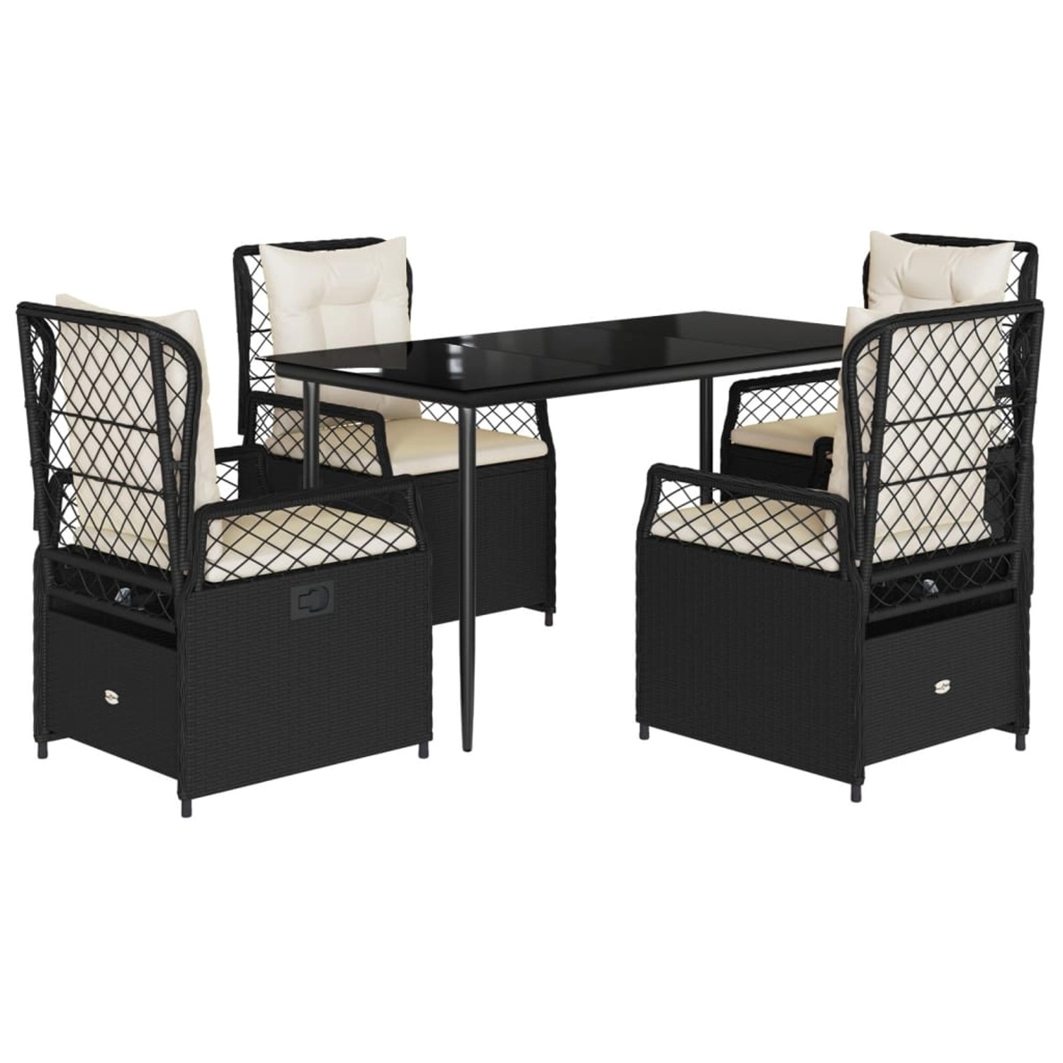 vidaXL 5-Tlg Garten-Essgruppe mit Kissen Schwarz Poly Rattan 3262959 günstig online kaufen