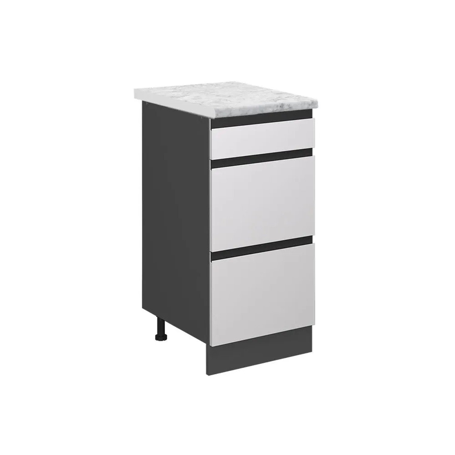 Vicco Schubladenschrank R-Line Schubladenschrank für die Küche Weiß 40 cm J-Shape AP Marmor
