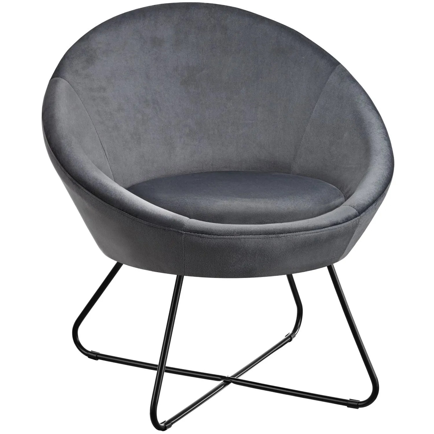 Tectake Cocktailsessel Centera Gepolstert Mit Bouclé Oder Samtbezug Runde Durchgehende Lehne 73 x 83 x 82 cm Samtopt...