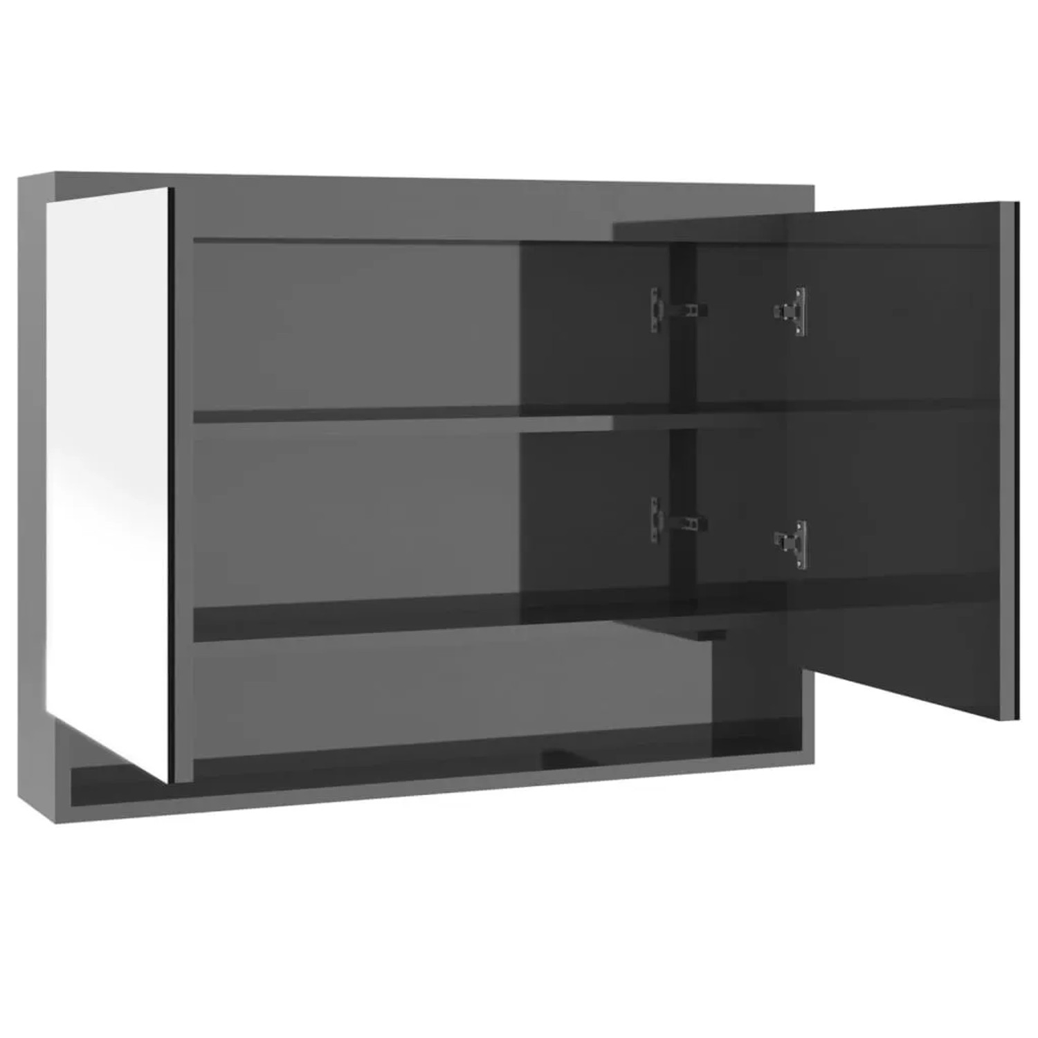 vidaXL Spiegelschrank fürs Bad 80x15x60 cm MDF Glänzend Grau 331533