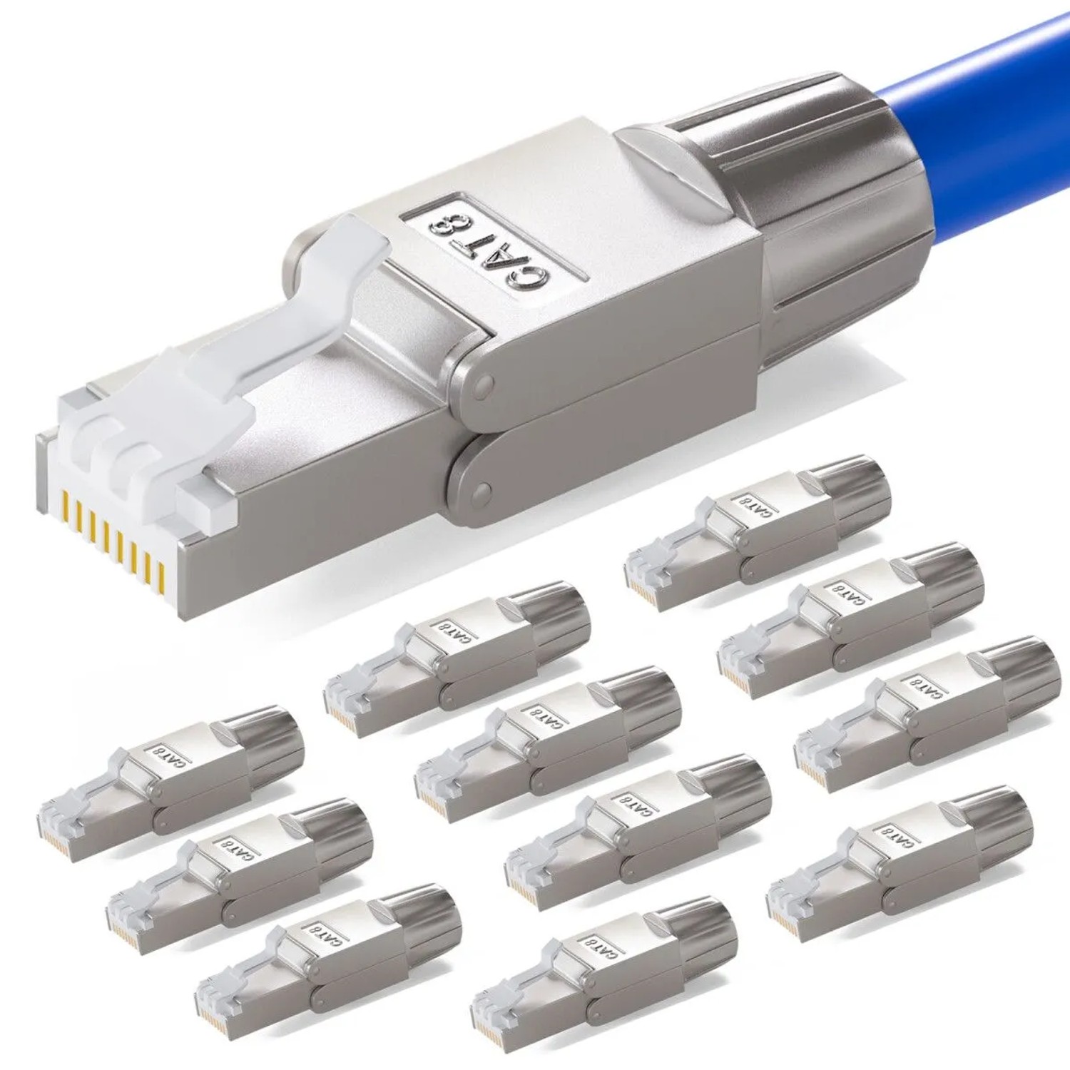hb-digital 12x Netzwerkstecker CAT 8 RJ45 LSA STP Kontakte Vergoldet 50u