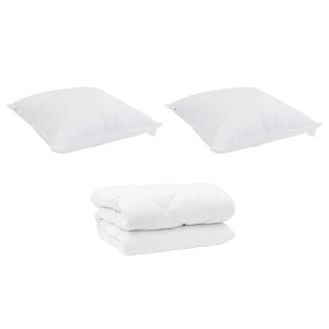 vidaXL Winterbettdecke mit Kissen 3-Tlg Weiß Mikrofaser 3377816