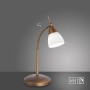 LED-Tischleuchte Pino von Paul Neuhaus in Altmessing mit Opalglas und Touchdimmer.