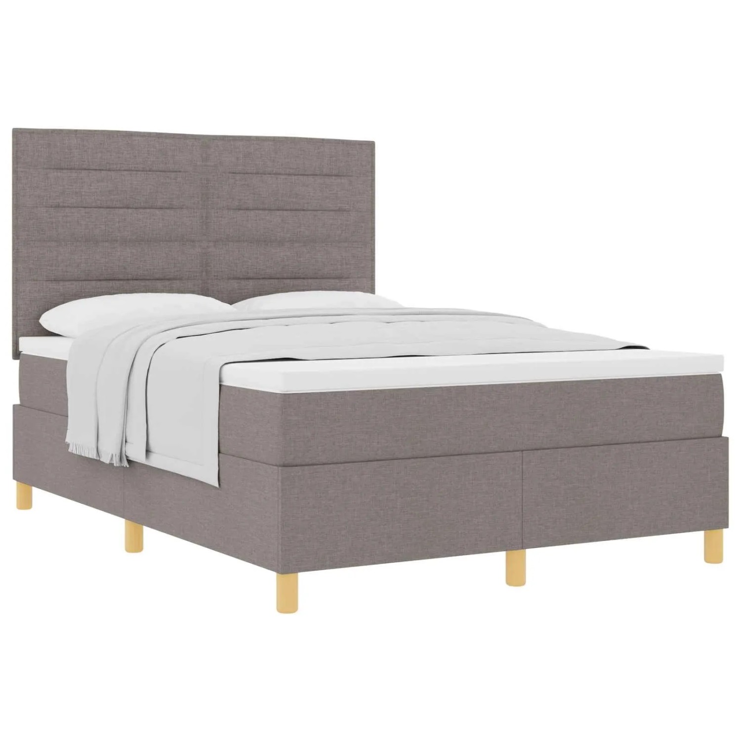 vidaXL Boxspringbett mit Matratze Taupe 140 x 190 cm Stoff 3339543