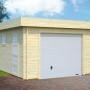 Palmako Holzgarage Rasmus mit Sektionaltor, naturbelassen. Einzelgarage aus Fichtenholz mit Fenster und Tür.