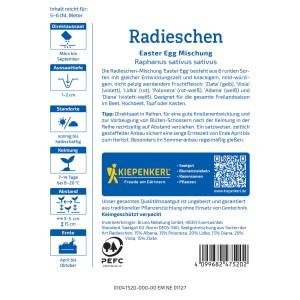 Kiepenkerl Radieschen Easter Egg Mix, 5 Sorten. Bunte Mischung für Beet, Kasten oder Topf.
