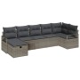 Graue 7-tlg. vidaXL Garten-Sofagarnitur aus Polyrattan mit Kissen für Terrasse und Garten.