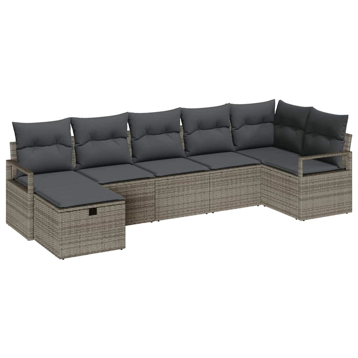 vidaXL 7-Tlg Garten-Sofagarnitur mit Kissen Grau Poly Rattan 3360530 günstig online kaufen
