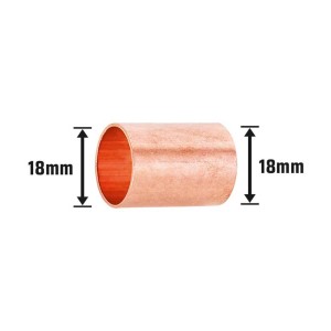 Löt-Muffe aus Kupfer, Durchmesser 18 mm, für die Verbindung von Kupferrohren.