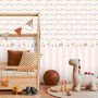 Kinderzimmer mit Zirkus-Bordüre in Bunt-Beige von A.S. Creation. Fröhliches Design mit Zirkusmotiven und Wimpelketten.