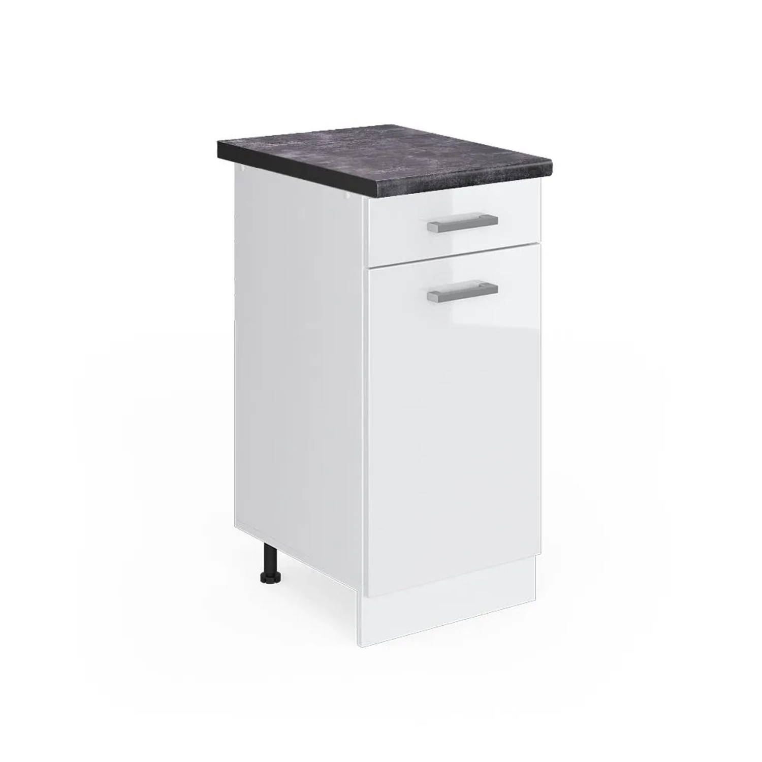 Vicco Küchenunterschrank R-Line Weiß Hochglanz Weiß 40 cm AP Anthrazit