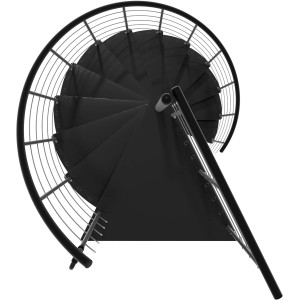 Schwarze Minka Spindeltreppe Milano, Durchmesser 120 cm, von oben.
