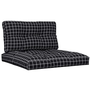 vidaXL Palettenkissen 2-teilig, schwarz mit Karomuster, für Palettenmöbel im Garten oder auf der Terrasse.
