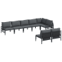 vidaXL Garten-Sofa-Set, 8-teilig, anthrazitfarbenes Stahlgestell mit Polstern.