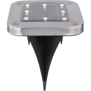 Quadratische Globo LED Solar-Bodenleuchte aus Edelstahl mit Erdspieß, 4er Set.