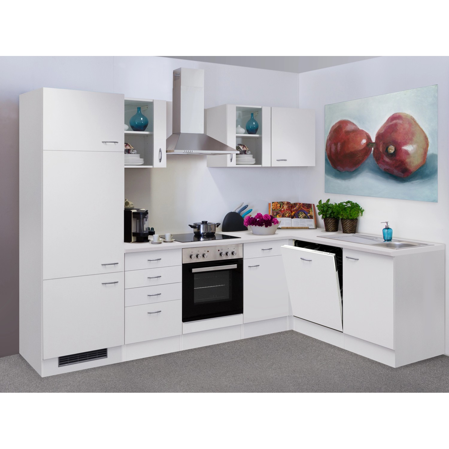 Flex-Well Classic Winkelküche/L-Küche Wito 280 cm Weiß