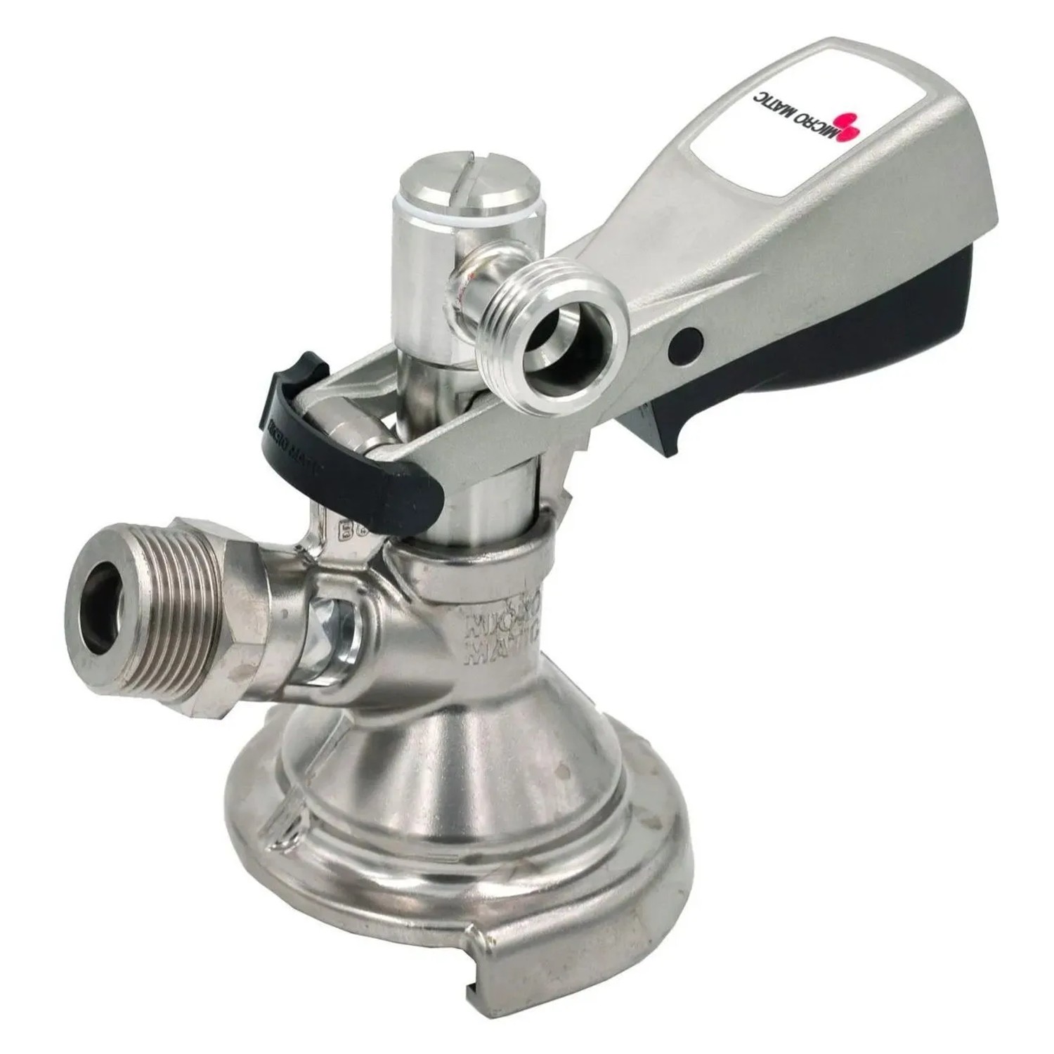 Ich-Zapfe Flach-Zapfkopf Micro-Matic Thekenanstich Keg-Anschluss Edelstahl Silber