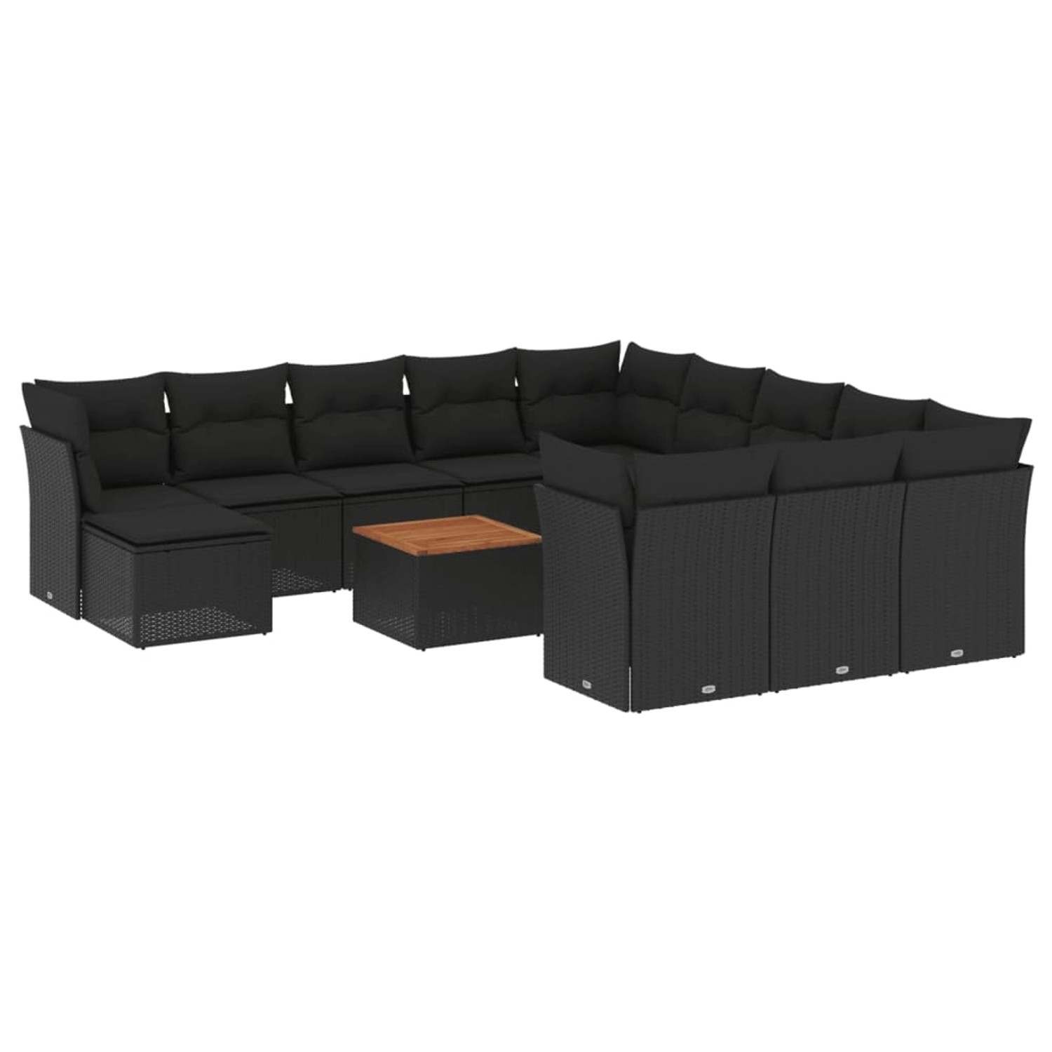 vidaXL 13-Tlg Garten-Sofagarnitur mit Kissen Schwarz Poly Rattan 3256314 günstig online kaufen