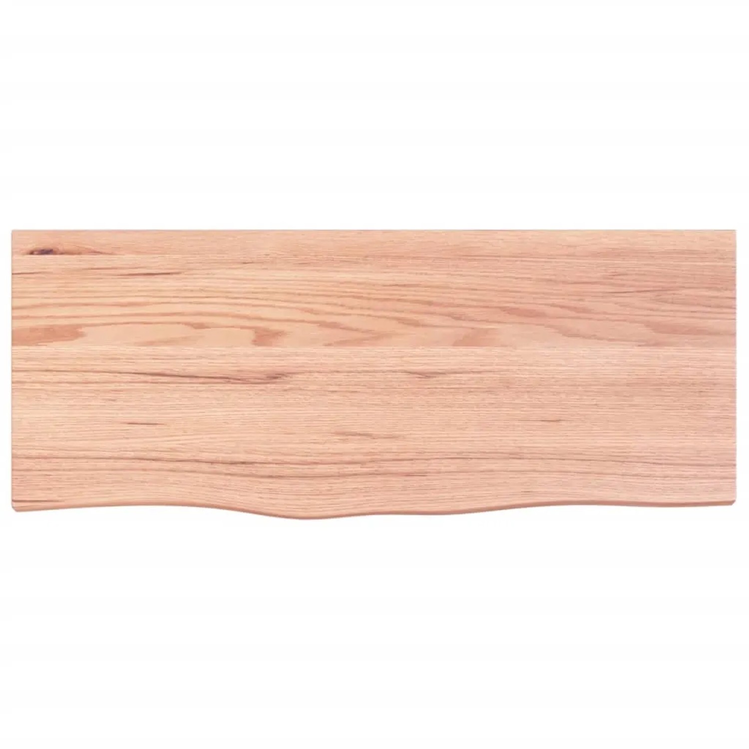 Hellbraune vidaXL Waschtischplatte aus Massivholz Eiche, 100x40 cm mit Naturkante.