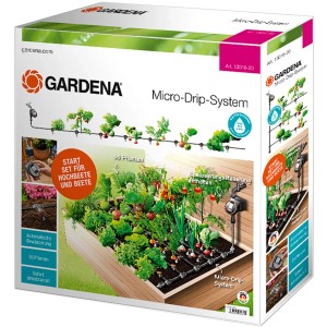 Gardena Tropfbewässerungs-Set Beet Automatic im Karton, Micro-Drip-System für bis zu 35 Pflanzen.