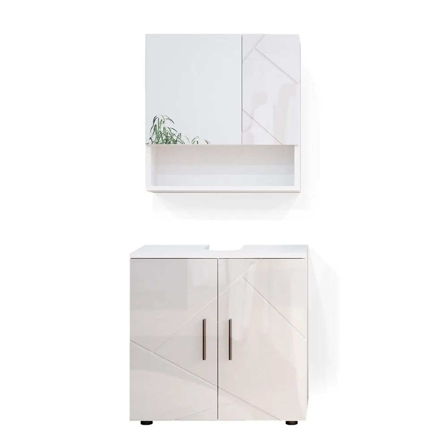 Vicco Badmöbel-Set Irma Weiß Hochglanz 60 x 59 2-teilig