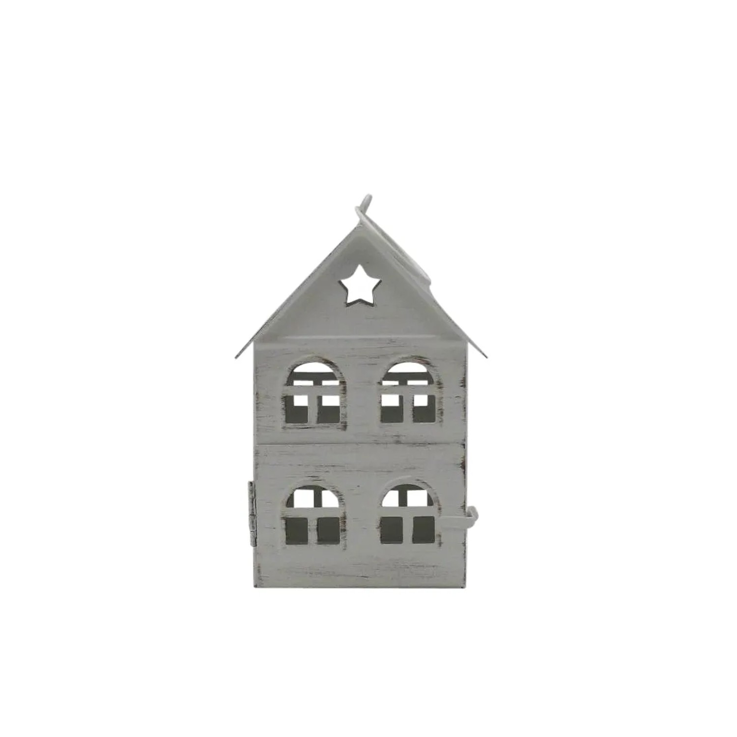 Laterne Haus Graubraun Metall 9 x 8 x 12 cm