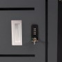 Detailansicht: PROREGAL Mülltonnenbox mit Schloss und Griff. Anthrazitgraue Mülltonnenverkleidung.