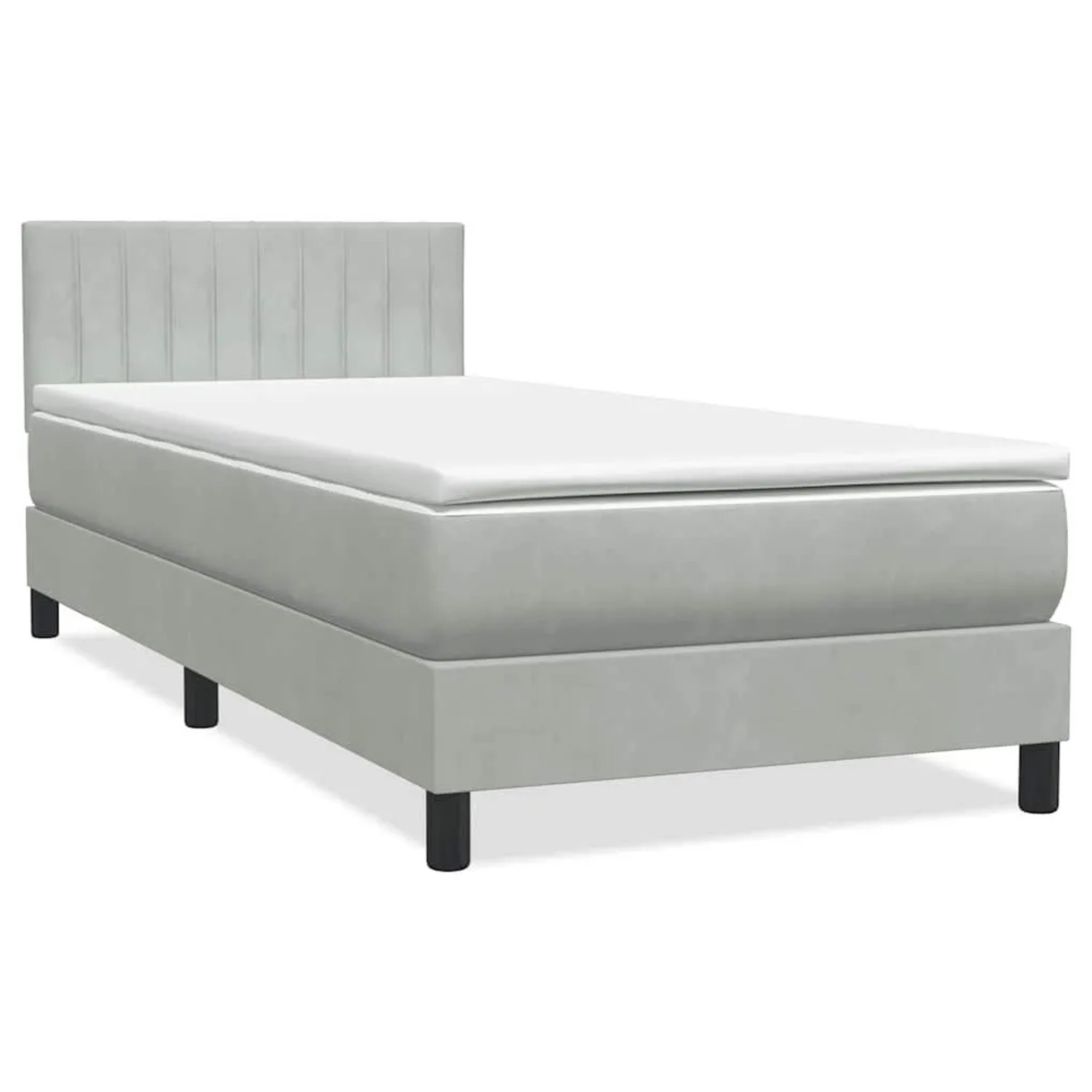 vidaXL Boxspringbett mit Matratze & LED Hellgrau 90x210 cm Samt 3317055 günstig online kaufen