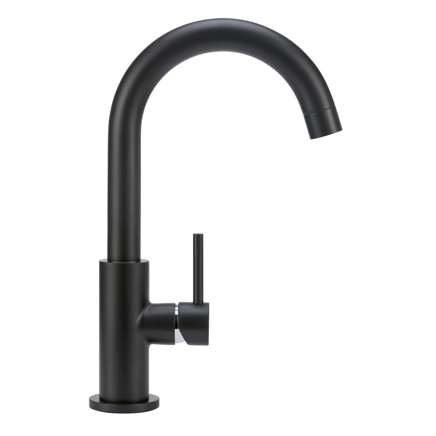 baliv Waschtischarmatur WT-151, schwarz-matte Armatur mit gebogenem Auslauf.