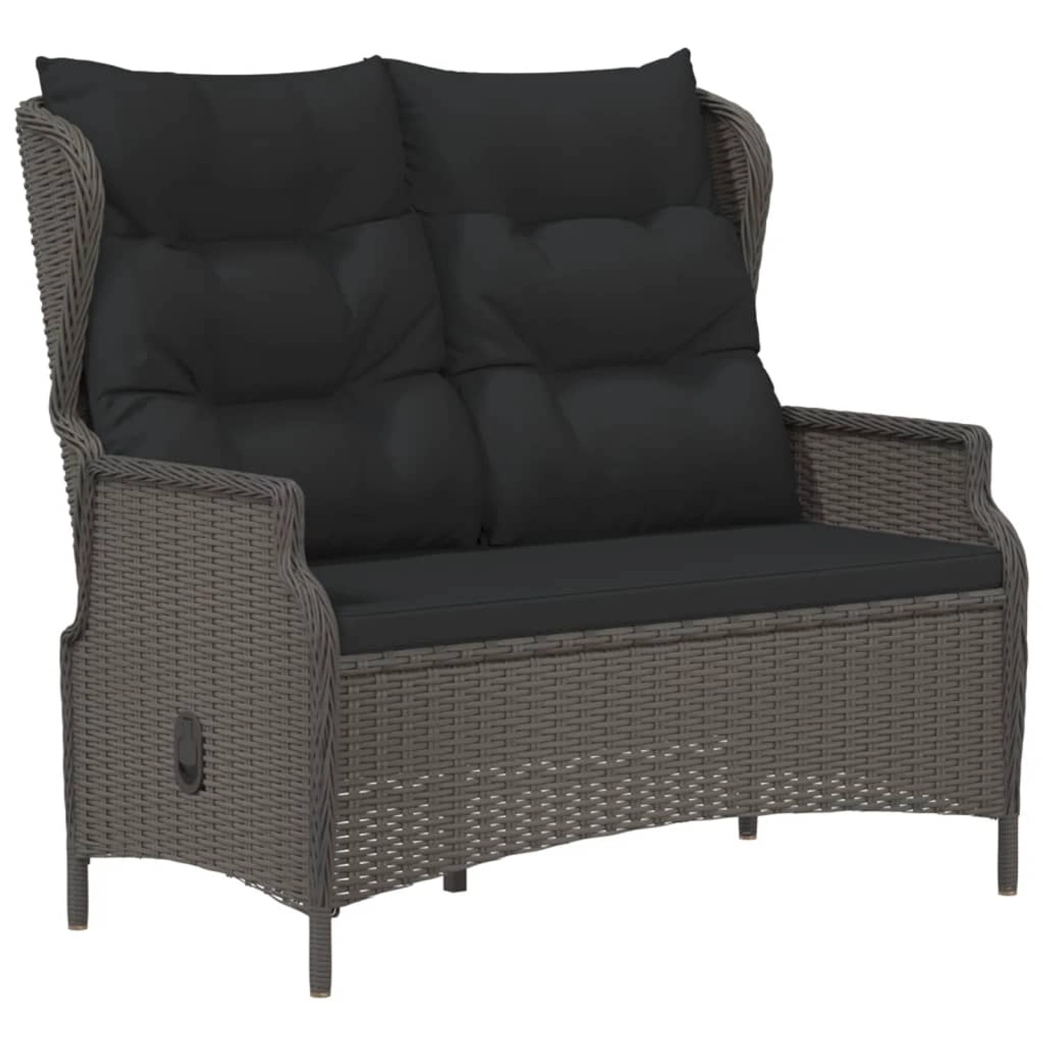 furnicato Gartenbank 2-Sitzer mit Kissen Schwarz Poly Rattan günstig online kaufen