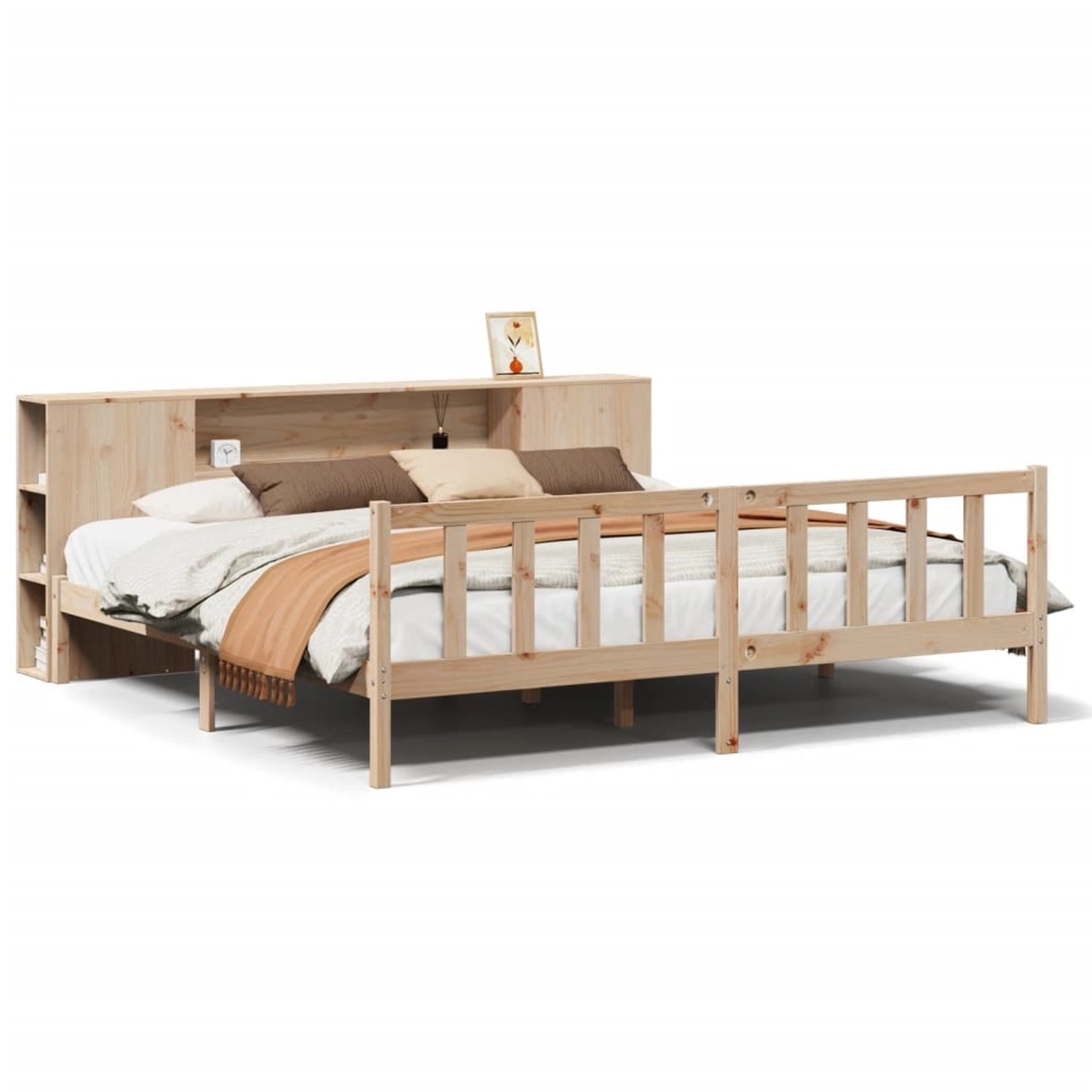 vidaXL Massivholzbett mit Regal ohne Matratze 180x200 cm Kiefernholz 332166 günstig online kaufen