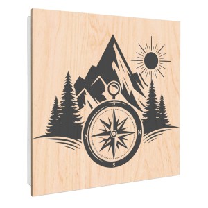 Banjado Schlüsselkasten mit Kompass-Motiv auf Holzfront, 30x30cm, 50 Haken.
