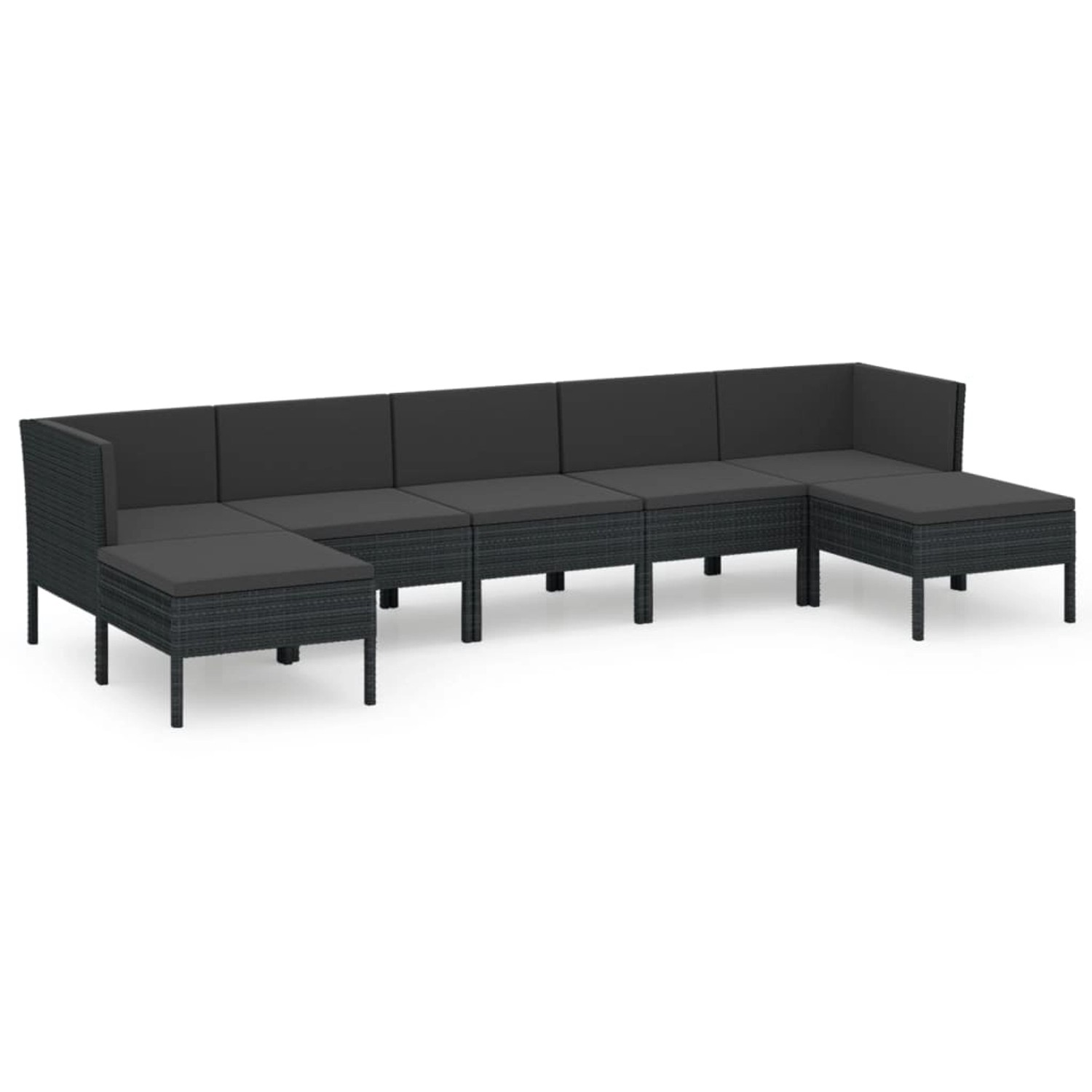 vidaXL 7-tlg Garten-Lounge-Set mit Auflagen Poly Rattan Schwarz Modell 12