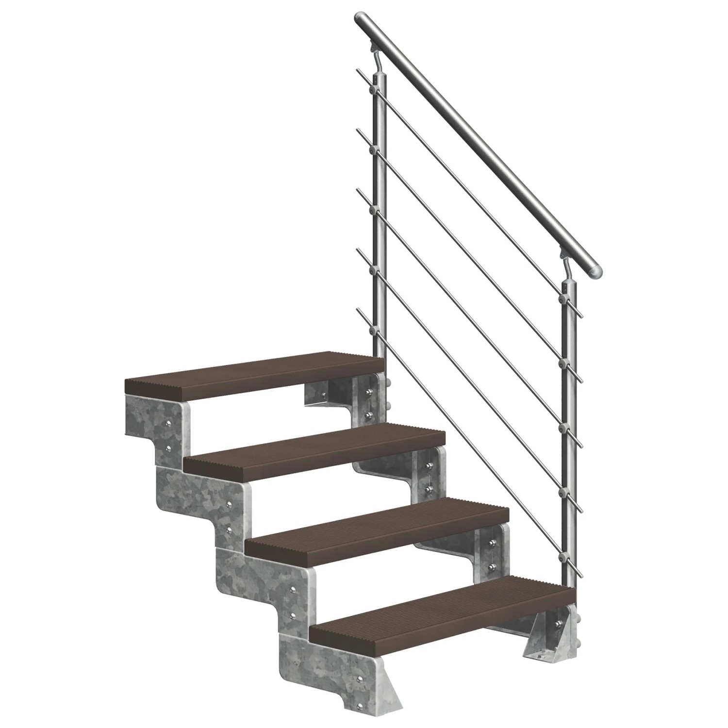 DOLLE Außentreppe Gardentop 4 TRIMAX-Stufen 80 cm Dunkelbraun + Geländer