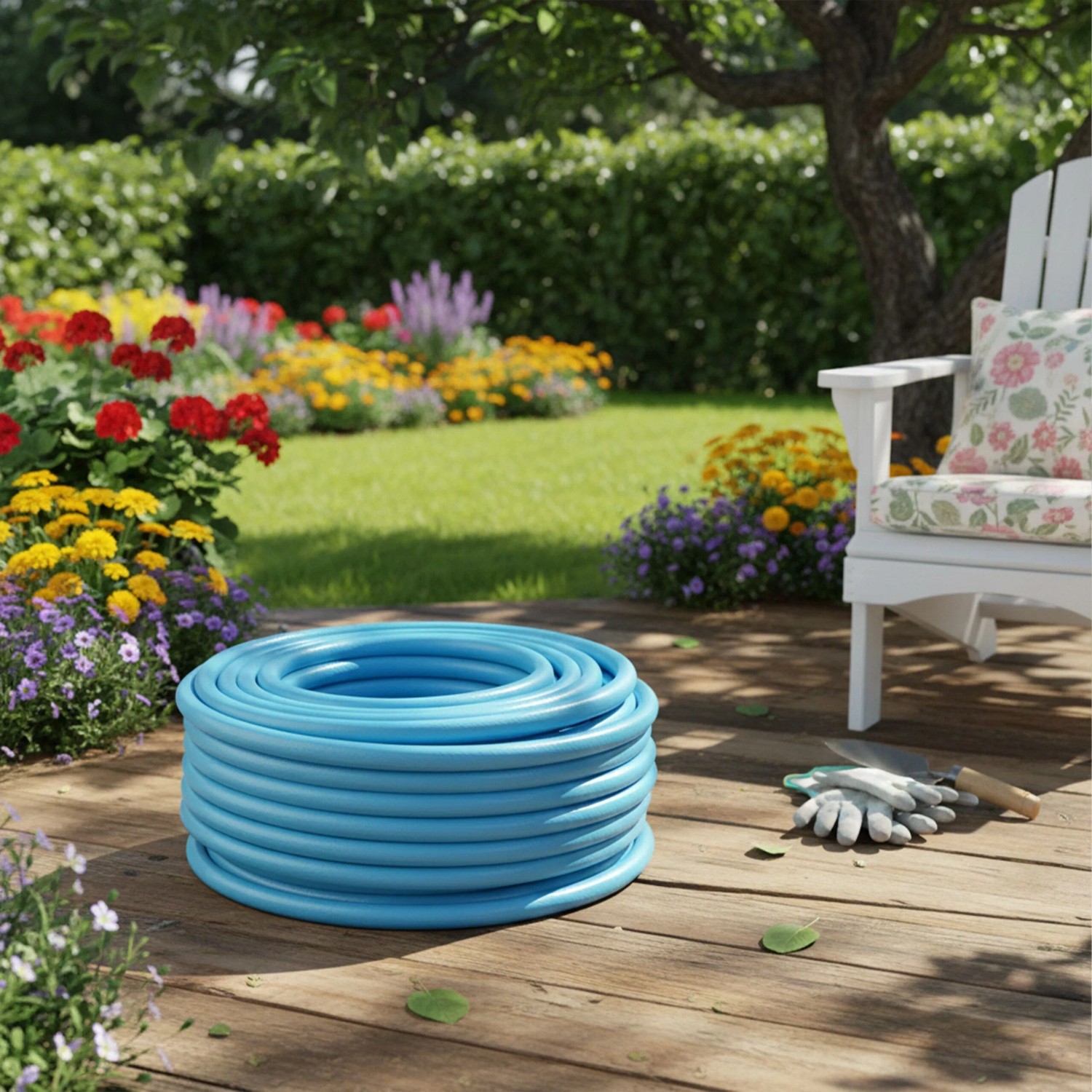 Relaxdays Gartenschlauch Kunststoff Hellblau Wetterfest 20 m_5
