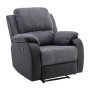 Relaxsessel Brody in Grau und Schwarz aus Microfaser und Kunstleder. Bequemer Sessel mit Recliner-Funktion.