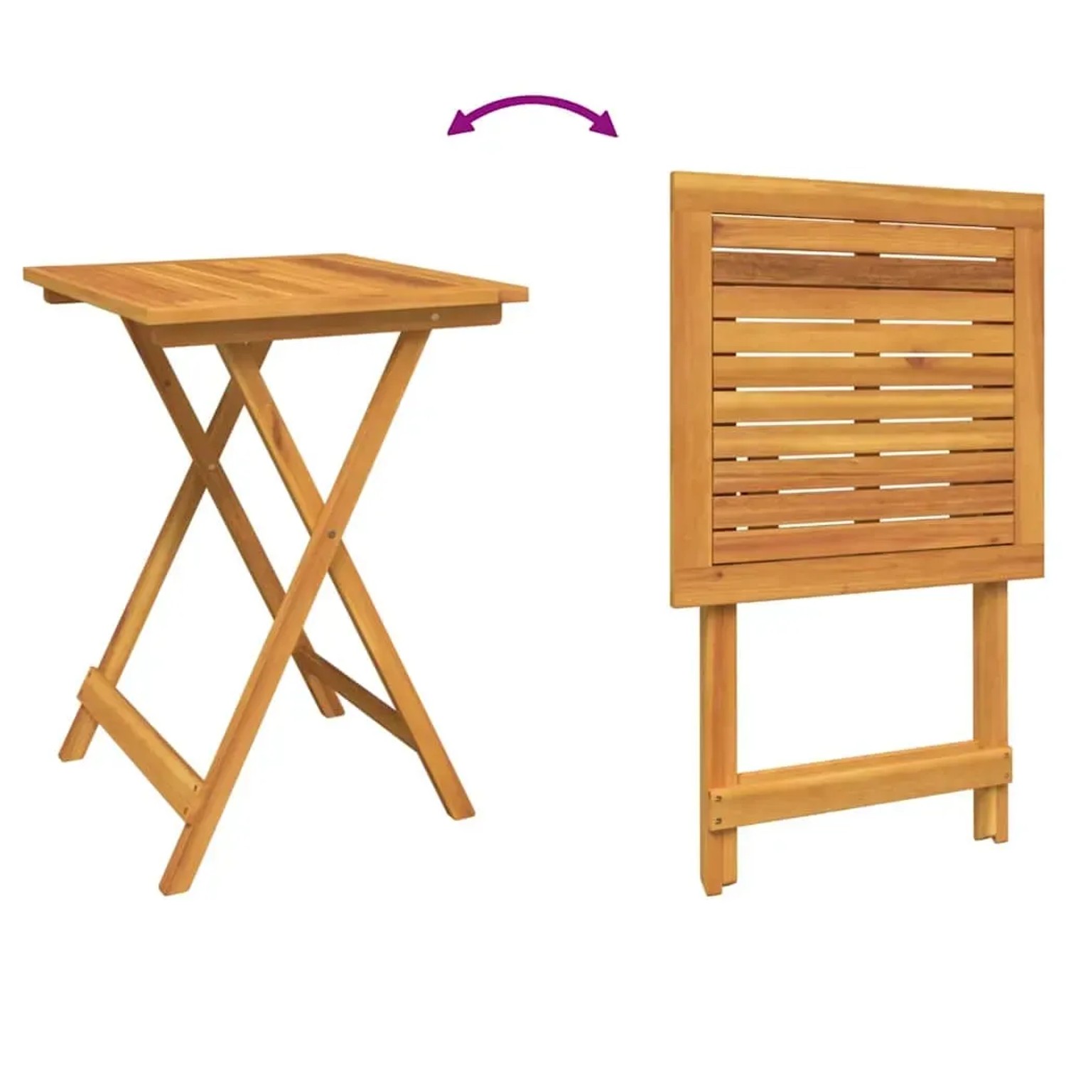 vidaXL Bistro Set, 3-teilig, braun, Akazie massiv: Klappbarer Gartentisch und Stühle.