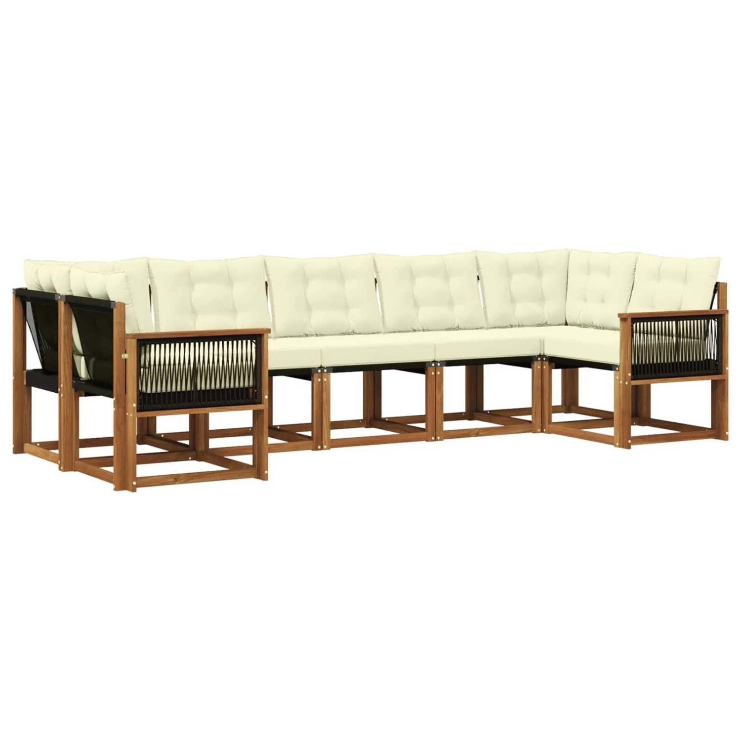 vidaXL Outdoor-Sofagarnitur mit Kissen 7 Stk Natur und Creme 3382190
