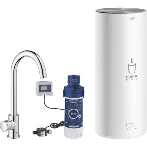 Grohe Red Mono Standventil mit Boiler und Filter in Chrom. Einhebelmischer für kochend heißes Wasser.