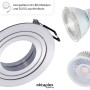 Oktaplex Lyon Einbaustrahler, silber, rund, schwenkbar, Aluminium. Für GU10 und LED-Module.