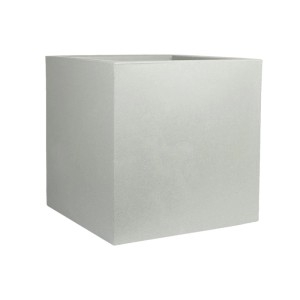 Quadratischer Pflanzkübel QUBO 60 in Zementgrau aus robustem Kunststoff, ideal für innen und außen.