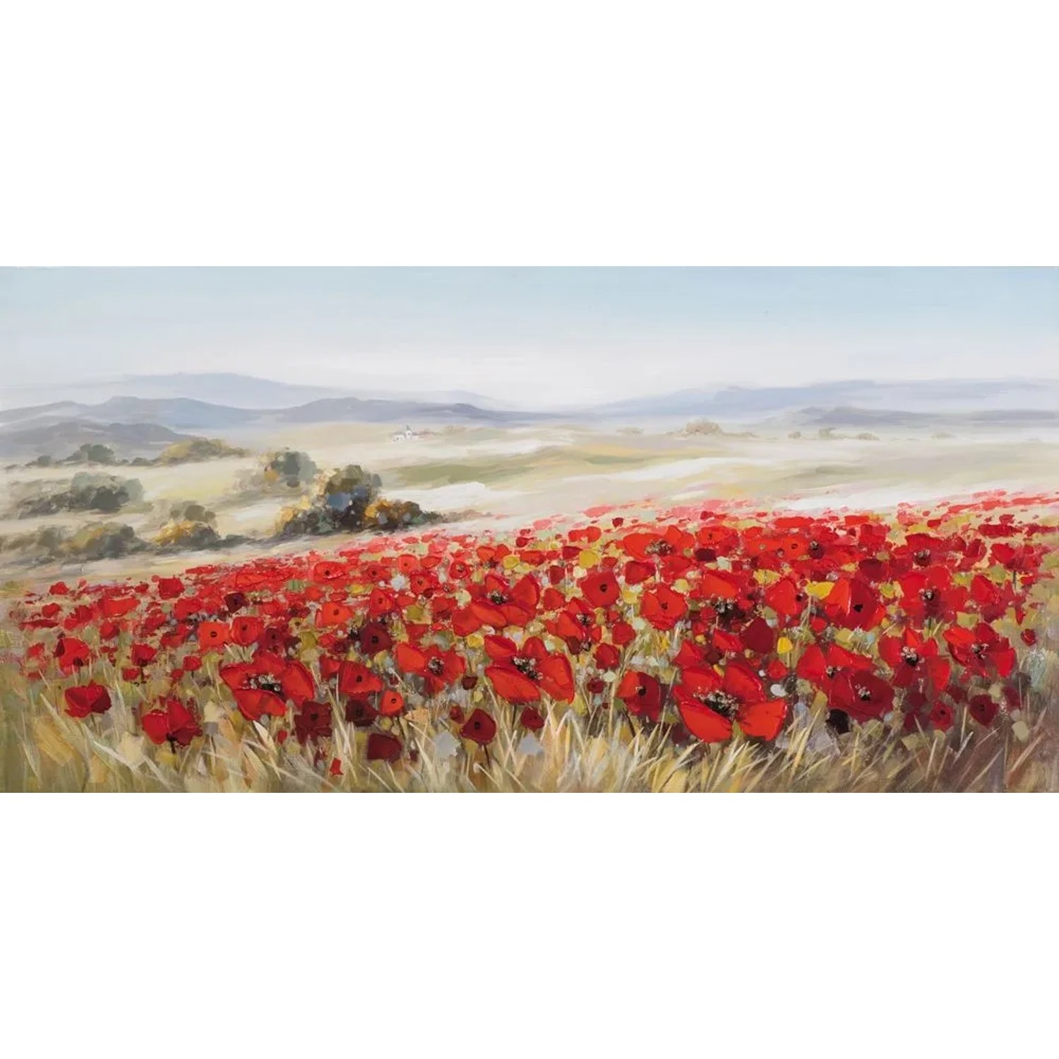 Art Universe Leinwandbild Landschaft mit Mohnblumen 70 x 140 cm